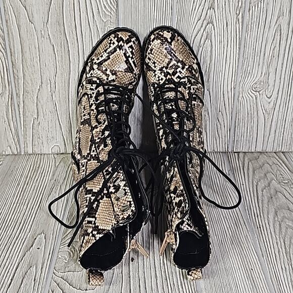 DV Dolce Vita Ayleen Snakeskin Print Mid Calf Combat Boots Womens Size 5 NEW - Picture 7 of 16